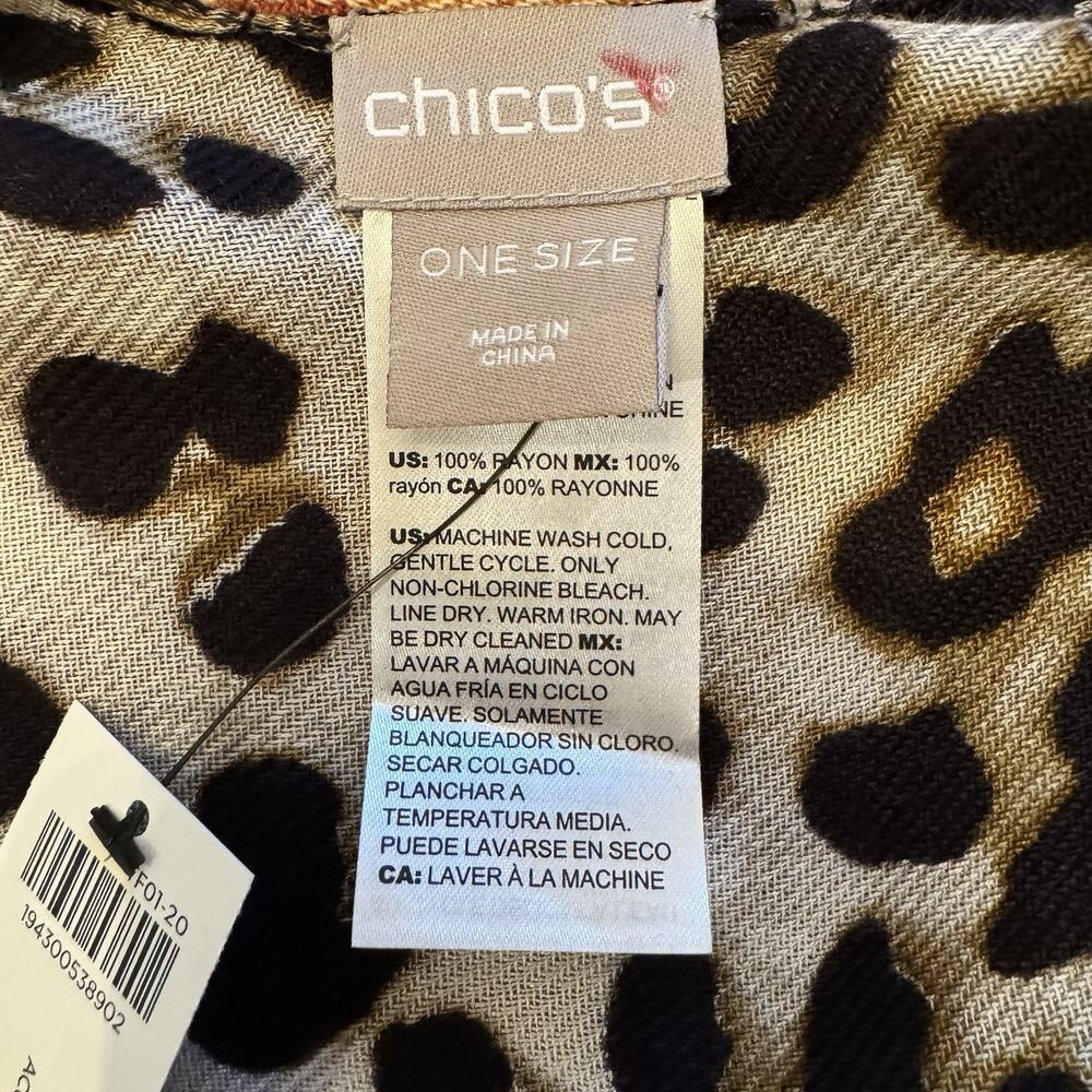 NWT Chicos Leopard Fusion Ruana One Size Open Front Kimono Old Money Mob Wife - Picture 4 of 10